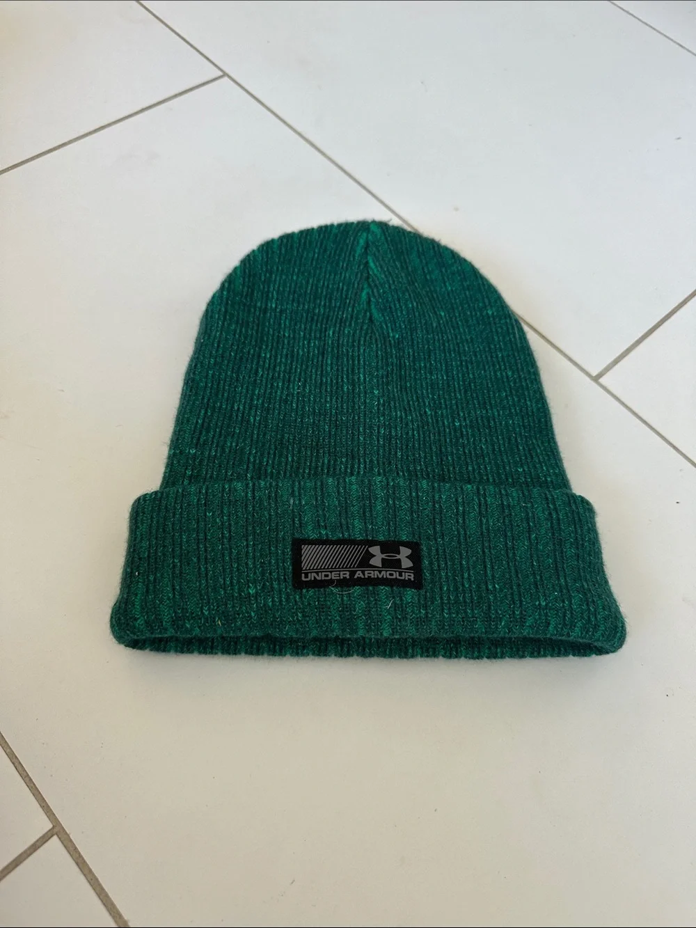 Under Armour Dark Green Ribbed Cuffed Beanie boys one size